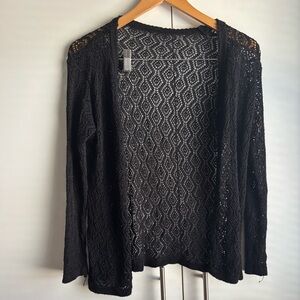 Openwork Black Knit Cardigan - Lightweight Women’s Sweater